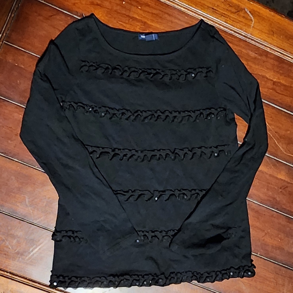 GAP KIDS Black Ruffle Trim Blouse